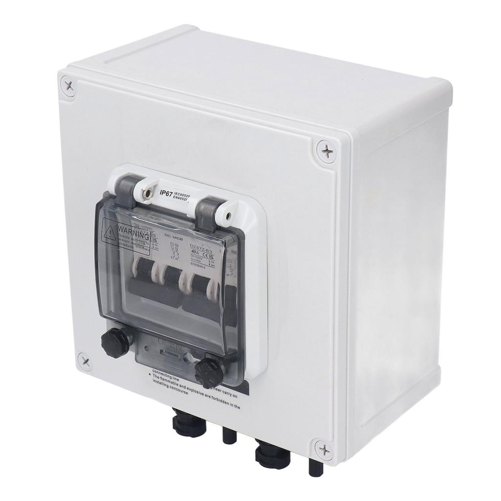 PV Combiner Box IP67 Waterproof Solar Combiner Box with 2 Pcs 2P 40A DC Circuit Breaker