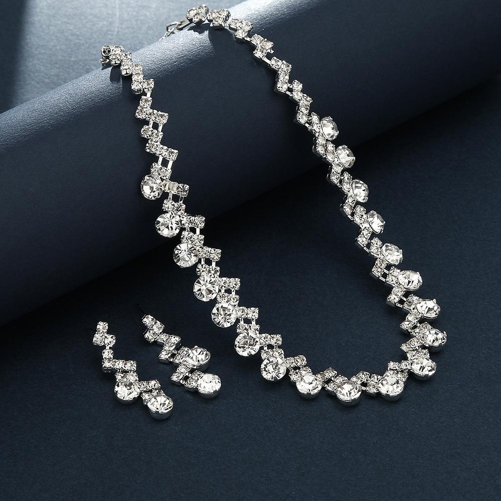 

Свадебное вечернее платье ожерелье браслет серьги аксессуары свадебные украшения дамский комплект из трех предметов