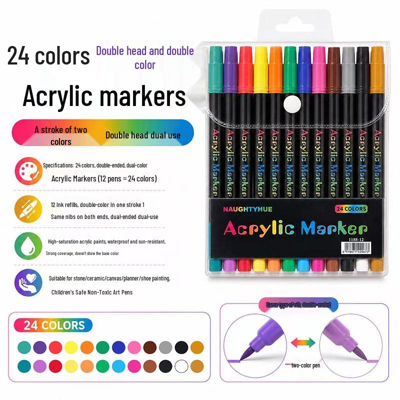 Washable Soft Tip Acrylic Marker Pen - Non-Bleeding, Stackable, Ideal for Students and Graffiti Art