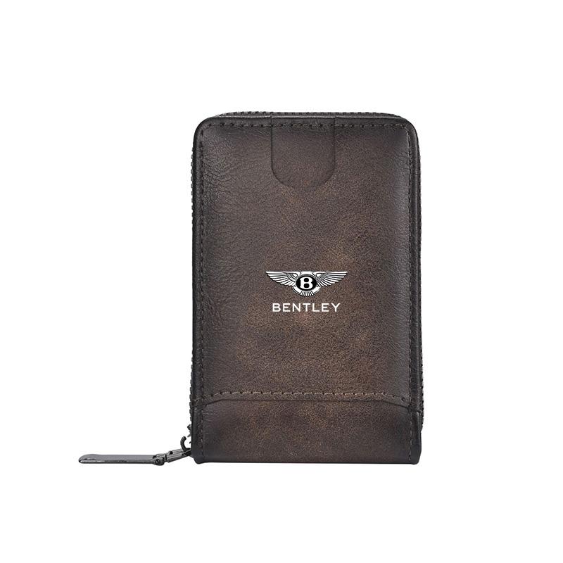 Vintage Läder Kortfodral Bil Förarkortsplånbok RFID-skydd För Nya Bentley Flying Spur Continental GT Bentayga Mulsanne