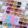 12 Grids Mixed Star Heart Nail Glitter 1Mm Star Sequin Nail Art Diy Colorful Sparkling Nail Charms Nail Decoration Accessories