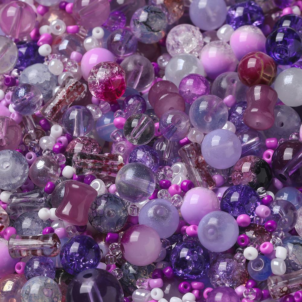50g Colorful Glass Mixed Beads Multi-shape Loose Spacer Beads for DIY Necklace Bracelet Phone Chain Jewelry Making Accessories