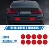 10pcs Reflective Stickers Round Shape Universal for Cars Waterproof PET Red