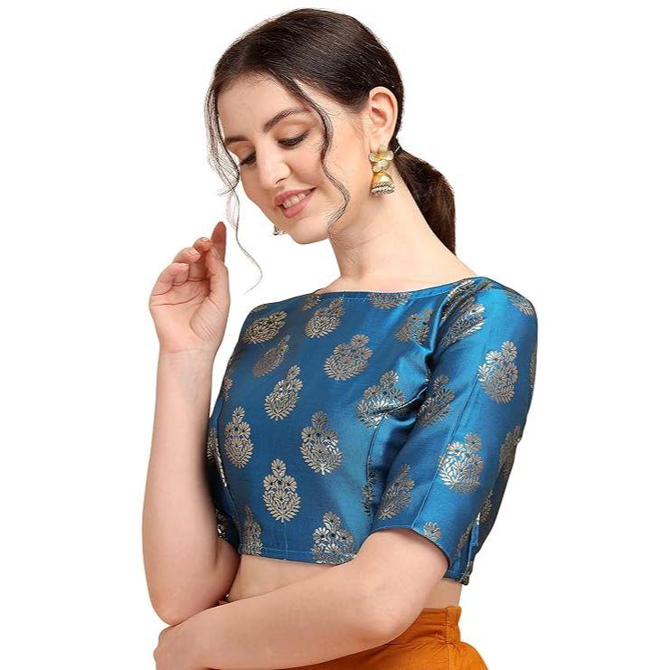Womens Jacquard Boat Neck Blouse
