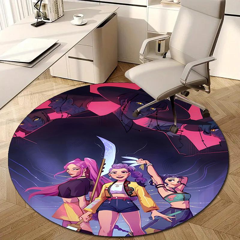 1pc KPop Demon Hunters28 Design Printed Area Round Carpet for Bedroom Living Room Home Decor Rugs Mat Non Slip Mat Rug for Bedside
