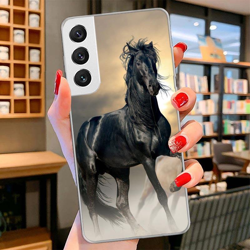 Animal Black Horse Cover Phone Case For Samsung Galaxy S26 S25 Edge S24 Ultra S23 S22 Plus S21 S20 FE Soft Fundas Shell Galaxy S