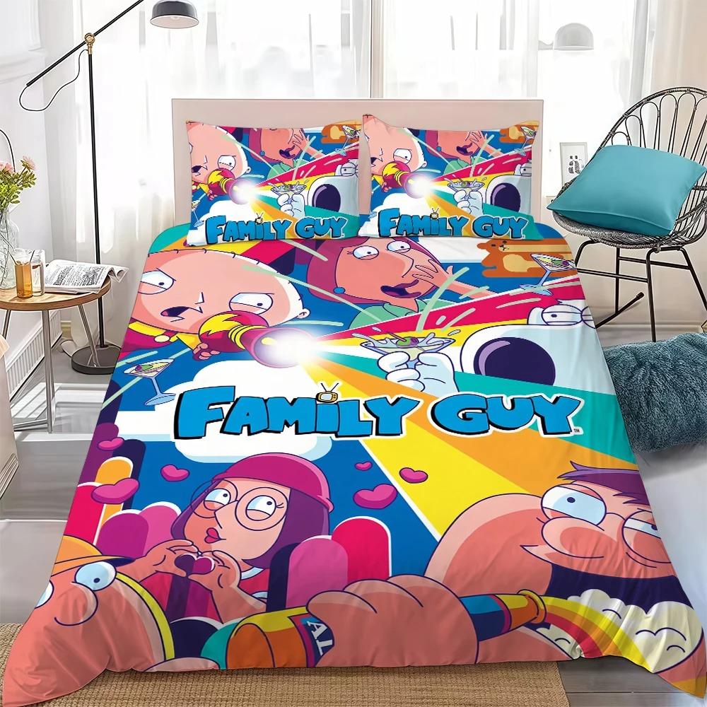 Cartoon F-Family-Guy Funny Bedding Set Soft Comforter Cover With 1/2pcs Pillow Shams For Kids Adults Duvet Cover Microfiber