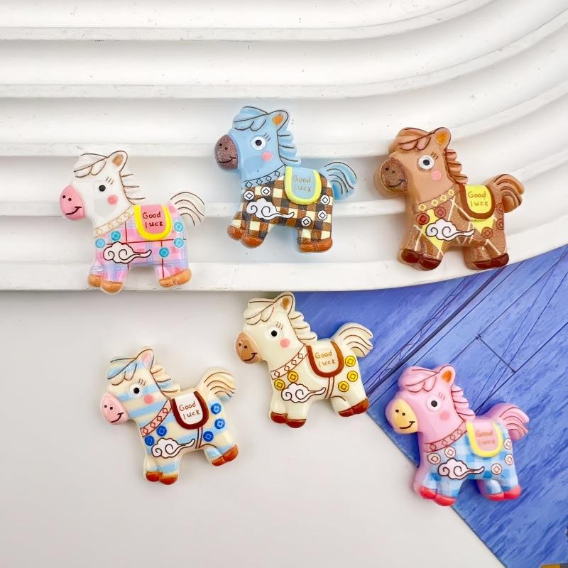 10Pcs Cartoon Diy Resin Accessories Cabochon Flatback Cute Cartoon Pony Embellishments For Diy Jewelry Making Decoration