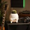 Guitarist Big Head Planter, Cute Smiling Face Flower Pot, Fun Guitar Player Plant Pot for Succulents Cacti Desk Shelf