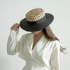 Spring and summer new fashion casual webbing bow hand-woven hollow splicing raffia flat top hat sunshade straw hat tide