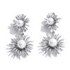 Yhpup Fashion Imitation Pearls Flower Drop Dangle Earrings for Women Stainless Steel Modern Statement Jewelry Waterproof 2026