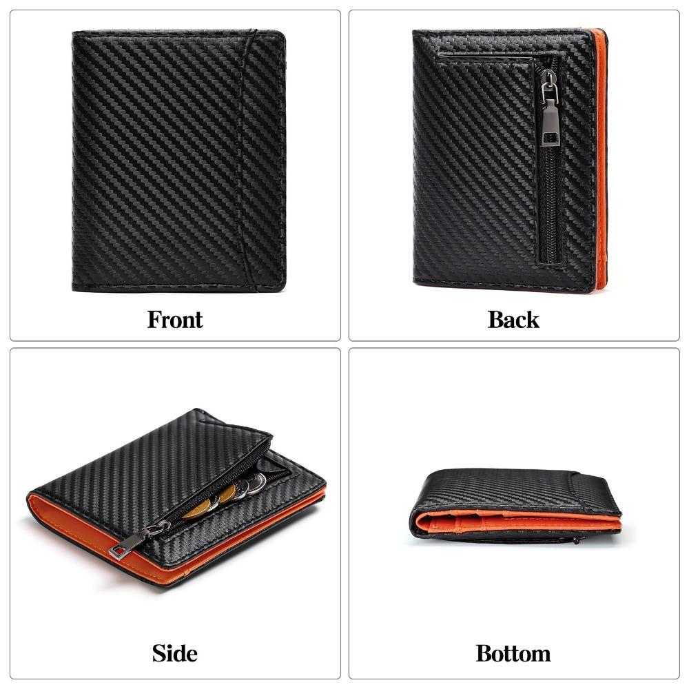 Japanese Style Carbon Fiber Leather Wallet for Men High-Quality Anti-Theft RFID Blocking Clutch PU Leather Coin Purse