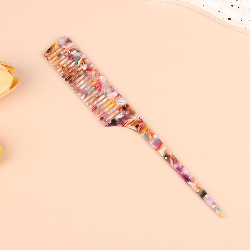 High Quality Acetate Korean Style Simple Marble Texture Long Handle Pointed Tail Comb Anti-Static Hairdressing Comb