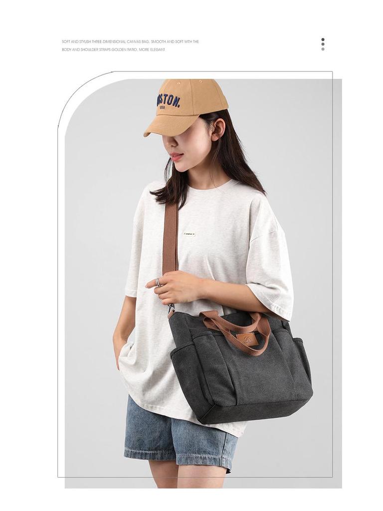 Plátěná crossbody taška velké kapacity v korejském stylu pro ženy - Trendy móda 2025