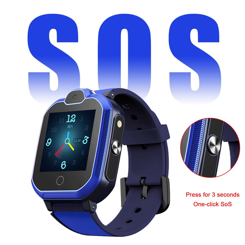Kids Smart Watch 4G GPS Waterproof Touch Camera Phone Student Tracker Blue Gray Strap