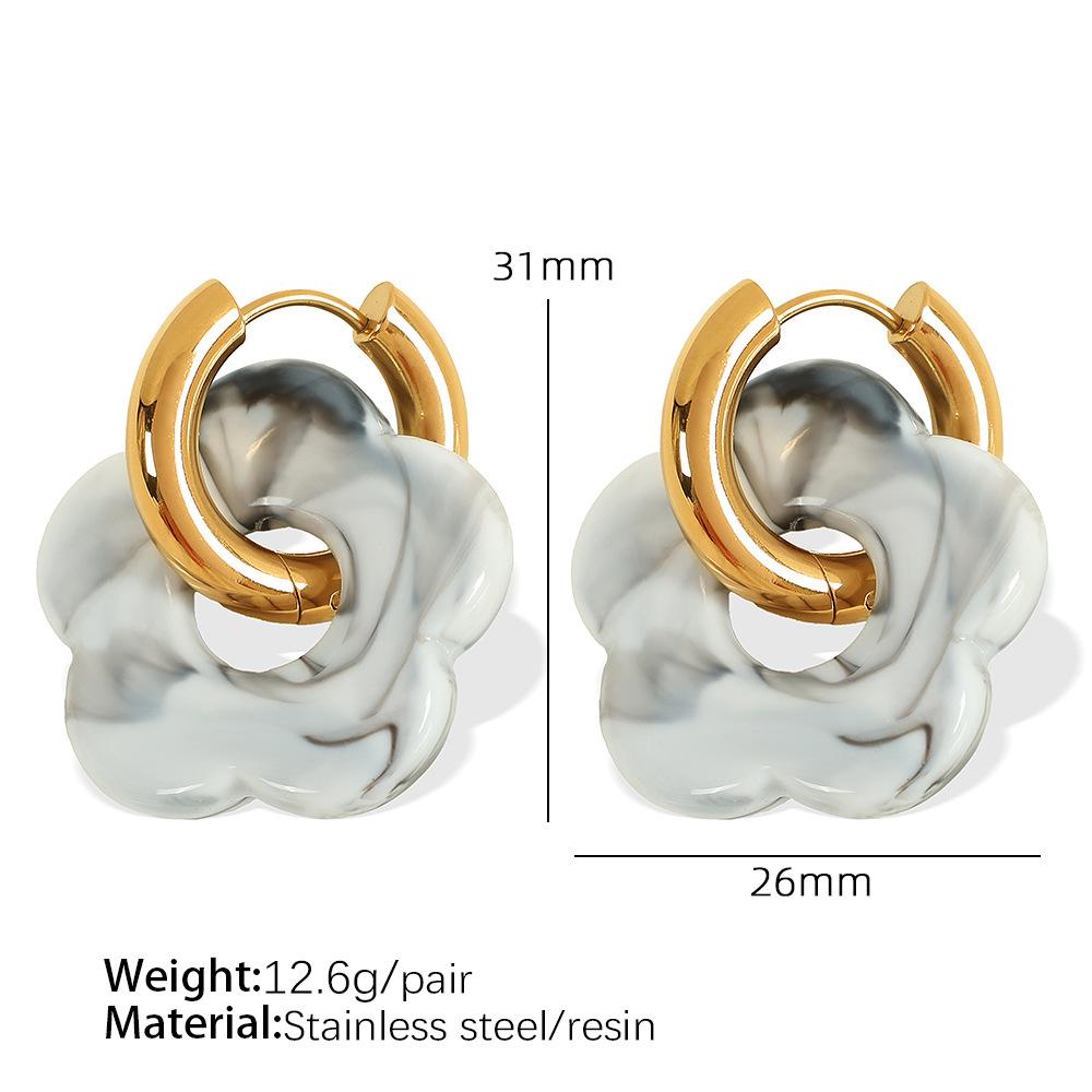 Dopamine Flower Ear Buckle Earrings Titanium Steel Stylish Simple Camellia Earrings Pastoral Jewelry