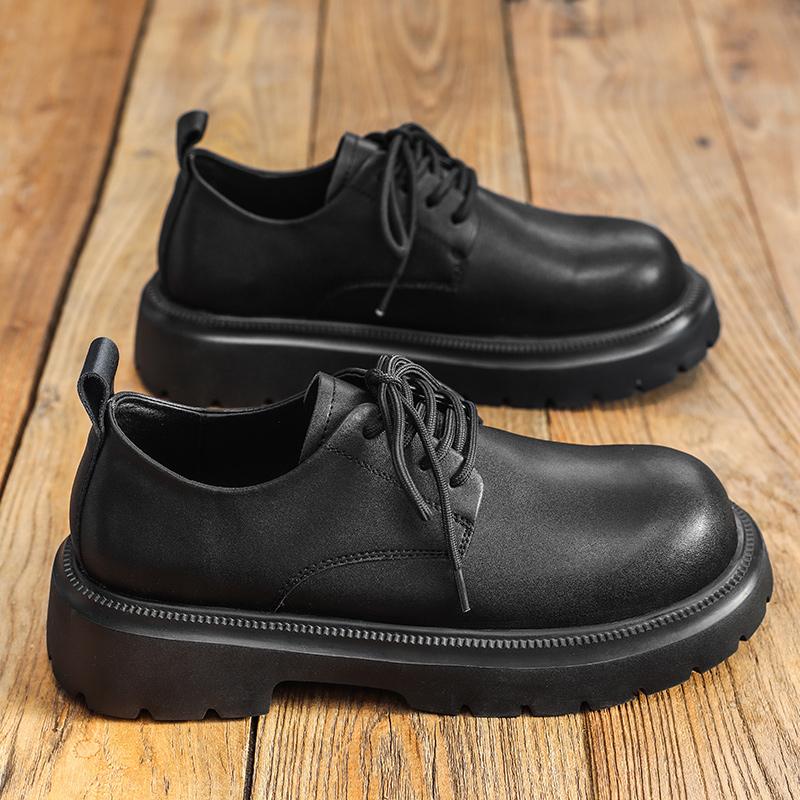 Fashion British Style Men's Casual Leather Shoes Thick Bottom Business Formal Dress Footwear Versatile Male Oxford Shoes New Derby Shoes