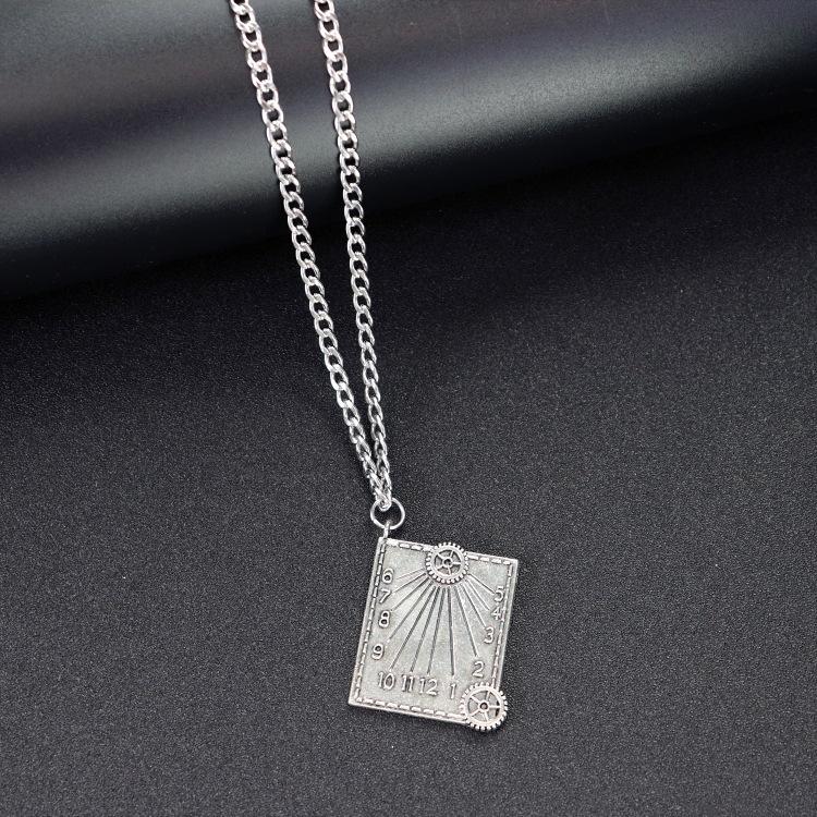 Retro Trendy Cool Titanium Steel Necklace Men's and Women's Hip-hop Personality Square Brand Cross Pendant Japanese and Korean Fashion Street