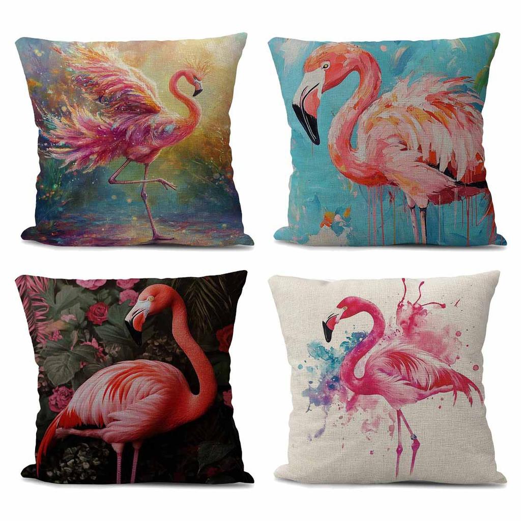 Flamingo Series Throw Pillow Covers With Digital Printing Of Short Plush Fabric Car-Shaped Sofa Cushion For Office Home Decor