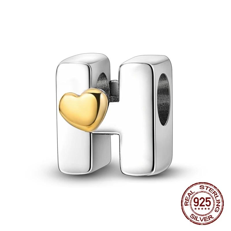 Copper Yellow Love 26 Letters Diy Love Charms Beads Fit 4Mm Hole Diameter Bracelets Fine Birthday Jewelry Gift