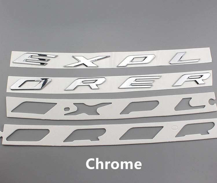 ABAX1 1X 3D ABS Chrome Black EXPLORER Letters Car Front Hood Emblem Badge Sticker for Explorer 2011-2019 Car Styling Accessories