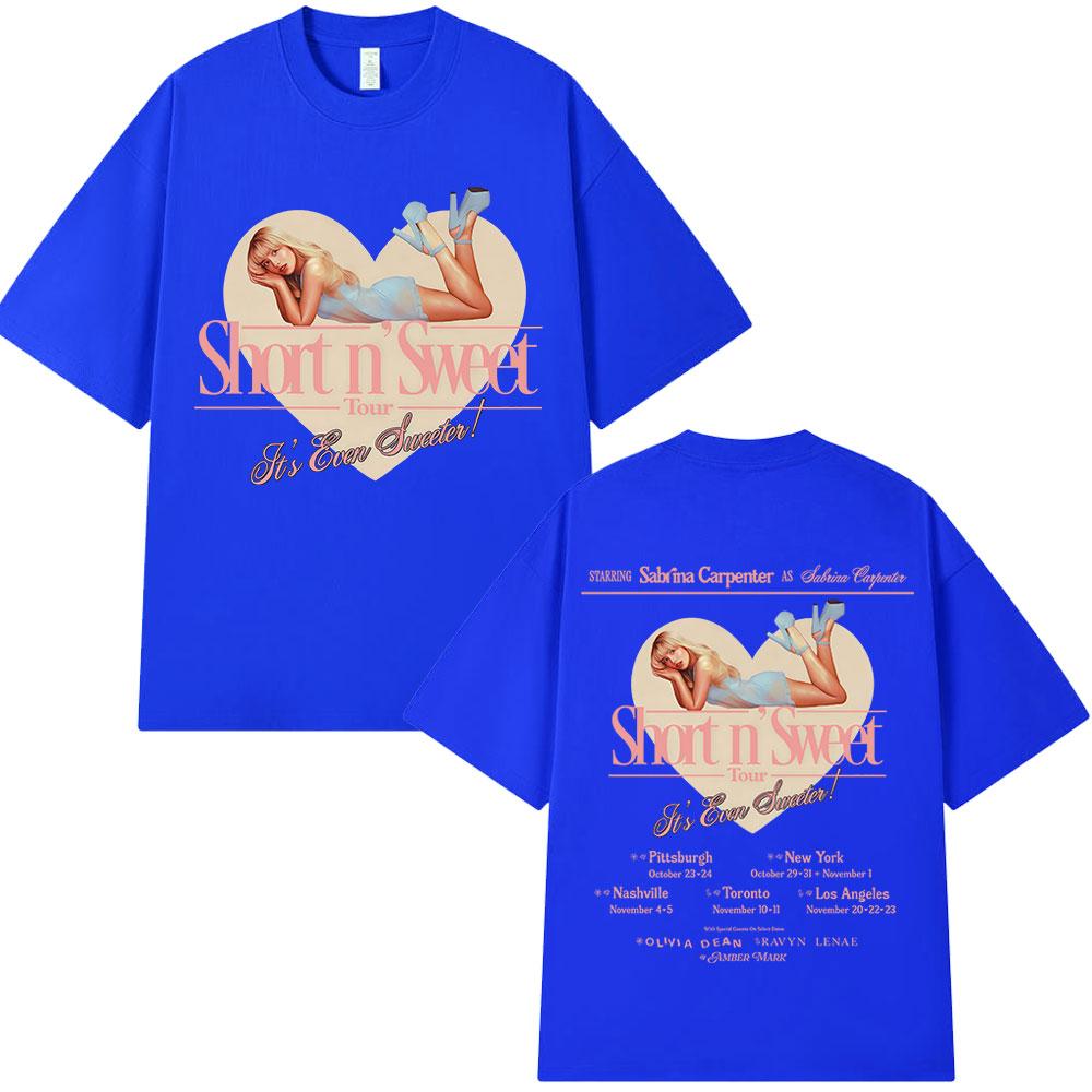 Sabrina Carpenter Short N Sweet Tour 2025 T Shirt Unisex Women Clothing Fashion Aesthetic Tshirts Cotton Loose Tshirt Streetwear