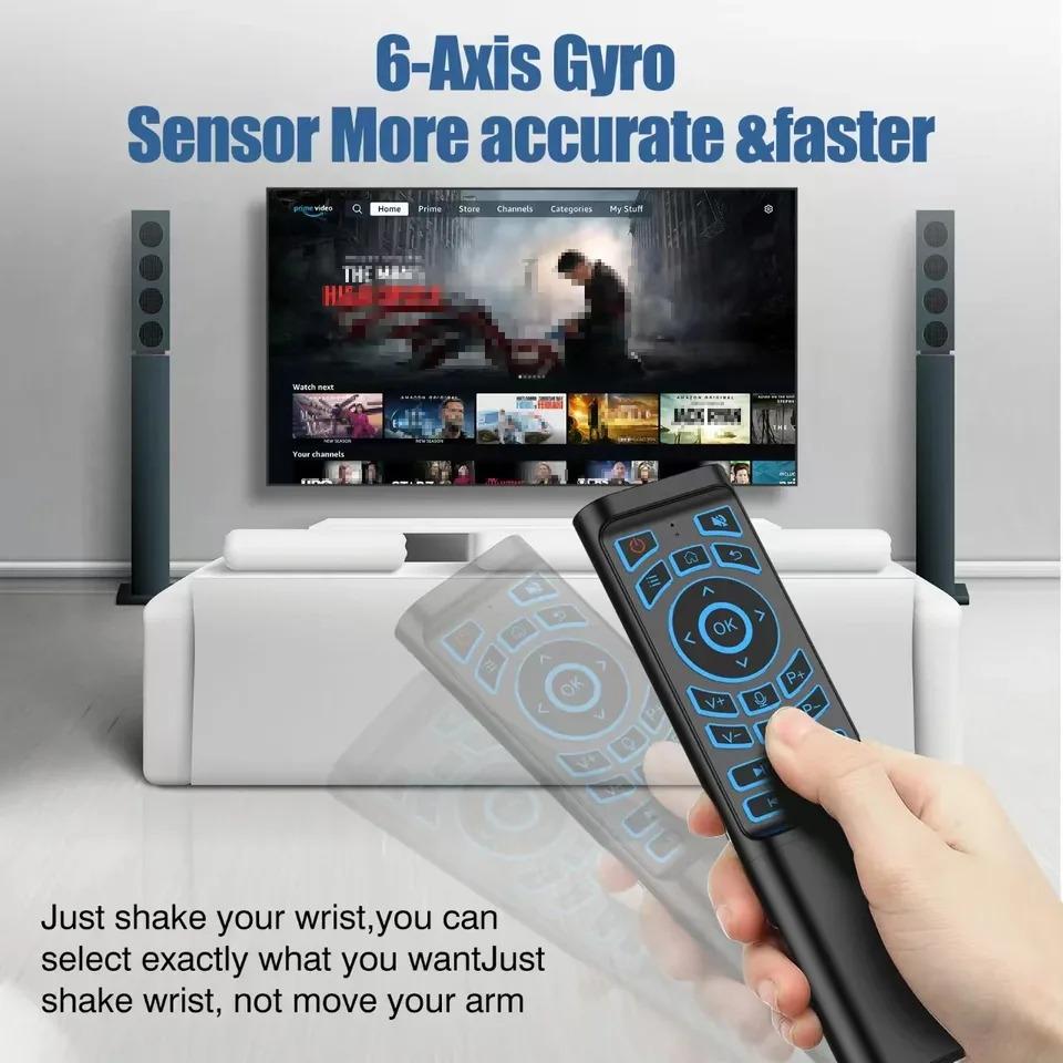 Mouse Aereo Retroilluminato a 7 Colori con Telecomando, Voce, Giroscopio, Mini Tastiera, Doppia Modalità Wireless 2.4G BT5.2 Per Android Smart TV Box PC