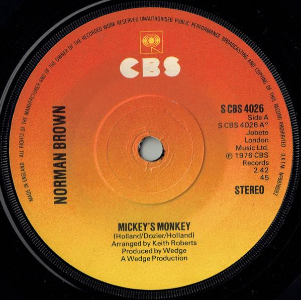 

7inch Record NORMAN BROWN Mickeys Monkey SCBS4026 CBS 1976 UK Reggae Ska Dub Used