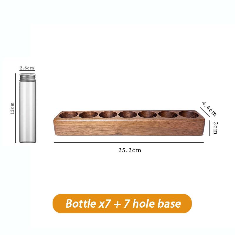 

Glass Storage Bottles Coffee Beans Seal Storage Bottle Modern Desktop Walnut Wood Display Stand Kitchen Simple Seal Jars