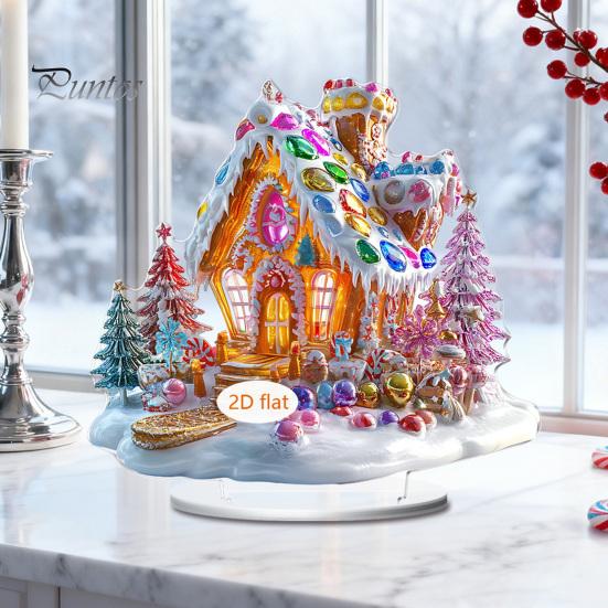 Double Sided Acrylic Ornaments Christmas Theme 2D Ornament, Double-sided Holiday Decoration, Festive Room Decor Stable Base Religious Ornament