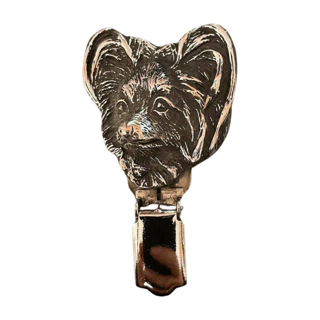 Papillon, Spaniel Kontynentalny - Broszka Z Klipsem, Uchwyt Na Numer Startowy, Posrebrzana Przypinka Na Wystawę Psów Marki Art-Dog