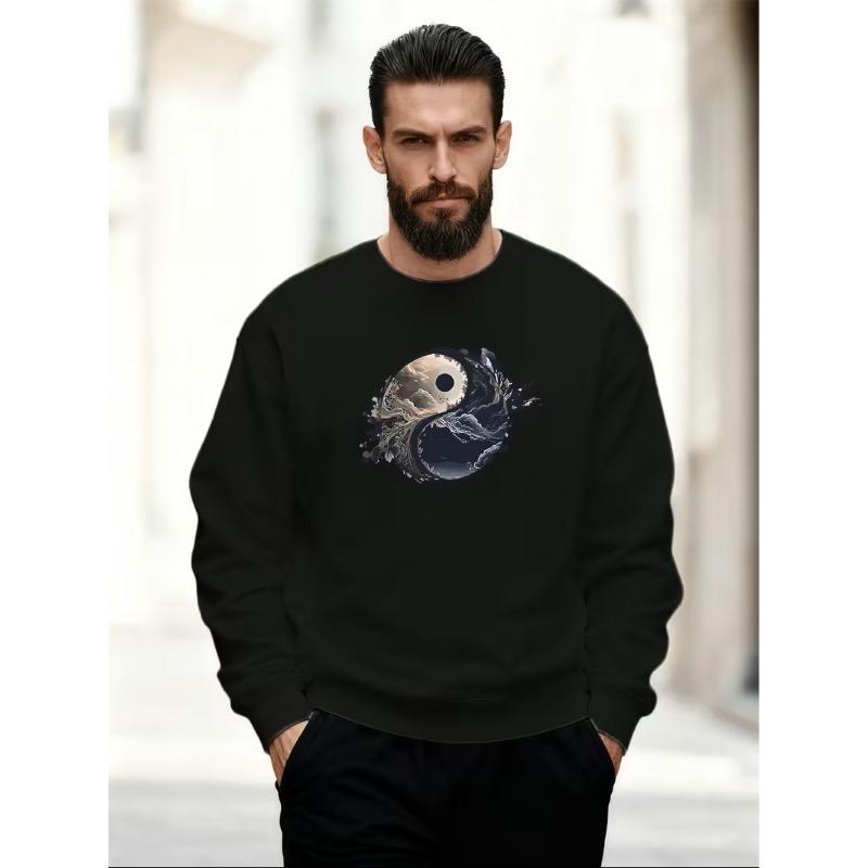 Men's Christmas Fashion Long Sleeve Crewneck Sweatshirt, Trendy Long Sleeve Top New Hip Hop Cartoon Print Streetwear Crewneck Casual Sweatshirt