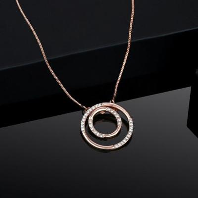 Rose Gold Chain with Fashion Double Circle Pendant for Women/Girls
