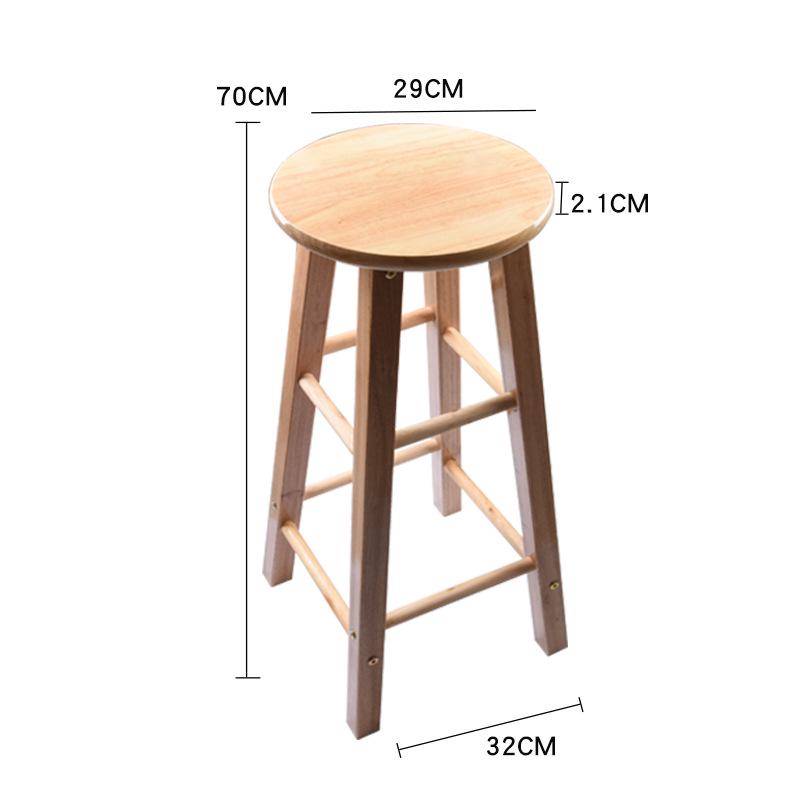 Creative European Solid Wood High Bar Stool, Simple Milk Tea Shop Chair