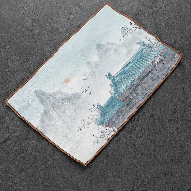 Chinese Persimmon Pattern Thickened Tea Towel Plush Imitation Deerskin Cloth Table Mats Absorbent Water Rag Tea Napkins