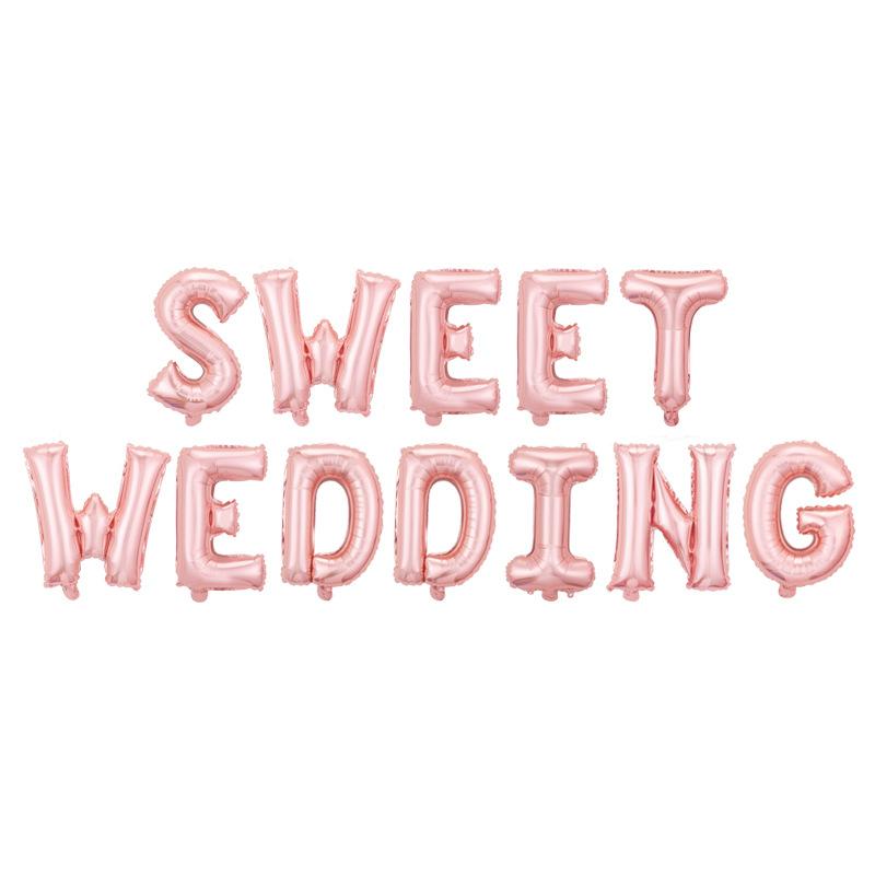 16 Inch Happy Wedding Alphabet Balloon Gold Silver Rose Gold Wedding Arrangement Decorative Balloon Set