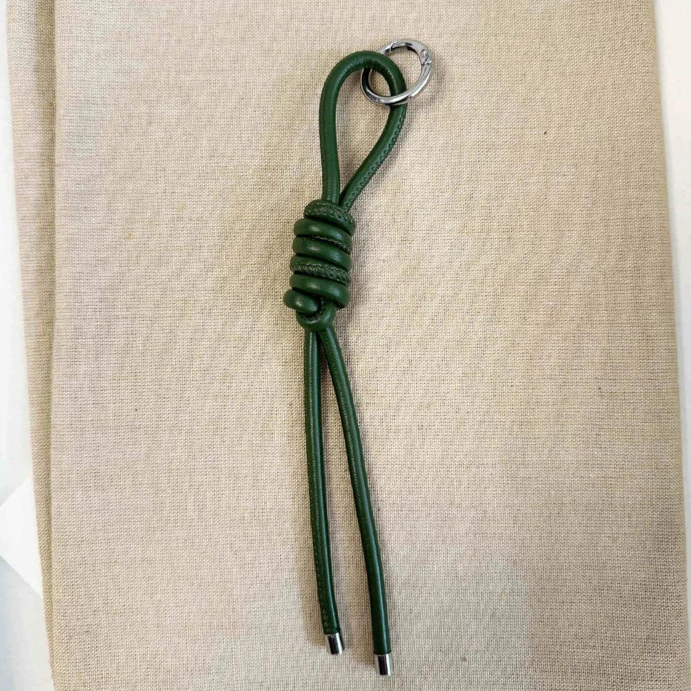 Beautiful PU Rope Knot Keychain Solid Color Thick PU Rope Art with Ring Clasp Woman's Handbag Pendants