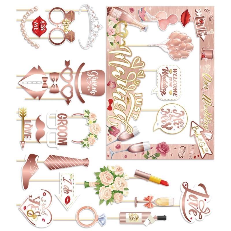 Wedding Party Supplies Photo Booth Props and Frame Set for Capturing Special Moment Funny Selfie Backdrop Decoration