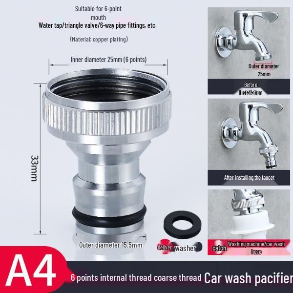 All-Copper Universal Washing Machine Faucet Adapter with Inlet Hose and 46-Point Stop Valve