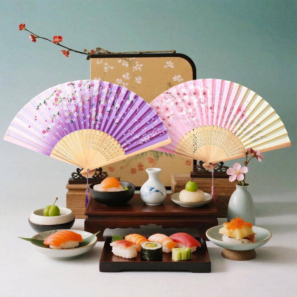Silk Folding Bamboo Folding Japanese Clothing Heat Fireworks Respect for the Aged Present [GWHOLE] Women's Fan, High-Quality Fan, Large, Durable,