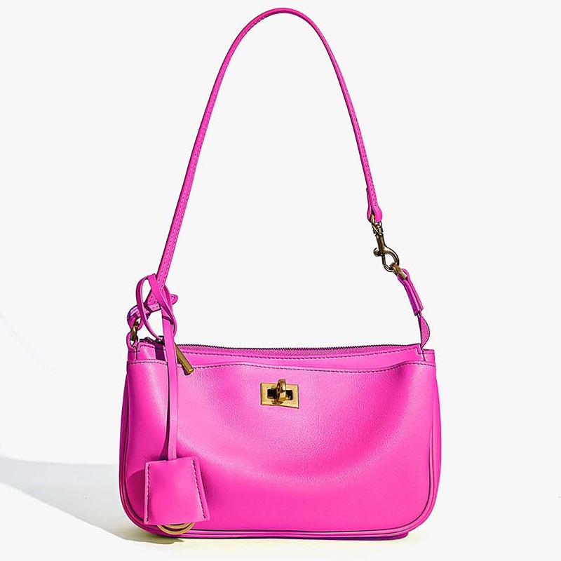 

Премиальная кожаная сумка для маджонга, нишевая женская сумка, новая простая ретро универсальная на плечо, сумка-мессенджер, сумочка Gold buckle персиковый