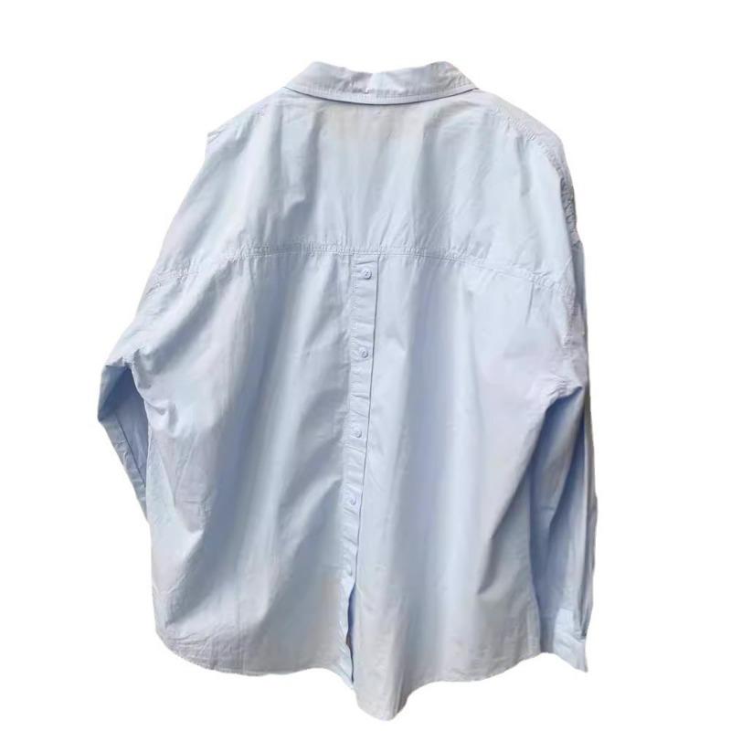Fashion Loose Long Sleeved Cotton Shirt Jacket Women's Spring and Autumn New Thin Casual Simple Office Back Buttons Blouse Solid Color Sweet Clothing