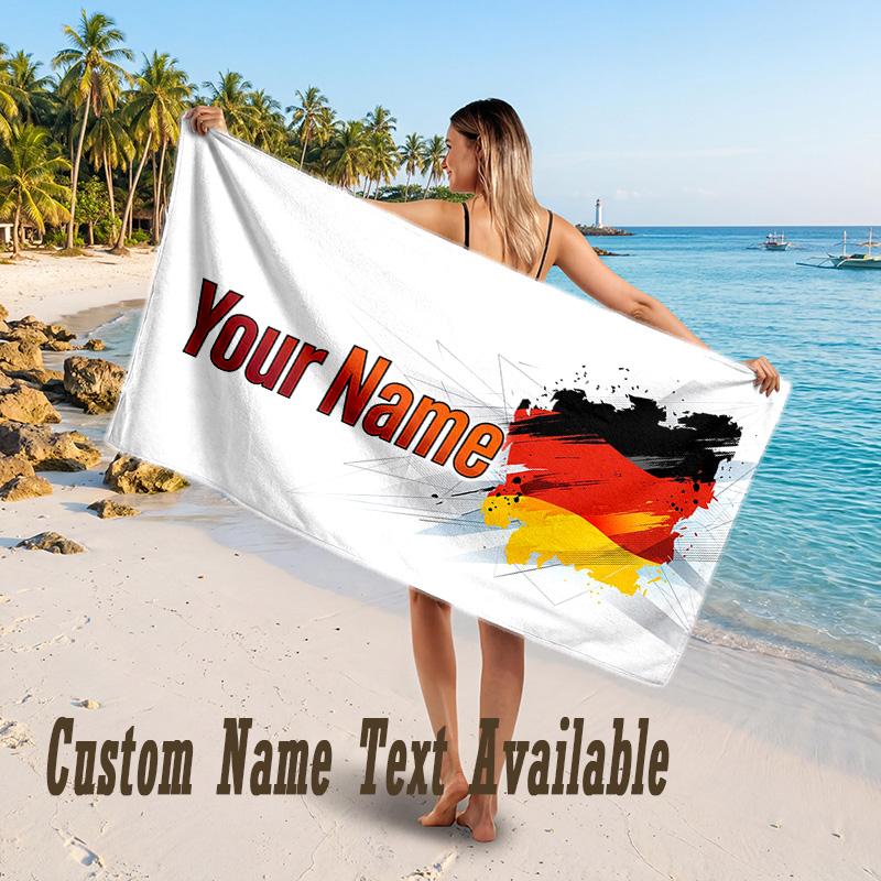 Germany National Football Team Design Beach Towel Custom Text Large Towel for Beach Vacation