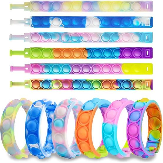 120 Pcs Pop Bracelet Bubble Fidget Sensory Toys for Party Favors, Pop Keychain Bulk for Classroom Prizes, Easter Egg Basket Stuffers Christmas