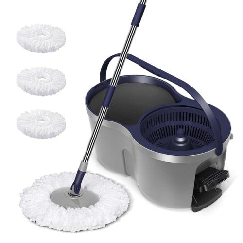 

Набор швабры и ведра с вращающимся механизмом Masthome, Швабра для пола с ножным управлением, Отжимная швабра, Сухая швабра, Влажная швабра, Швабра для пола, Инструмент для уборки пола для коммерческого и