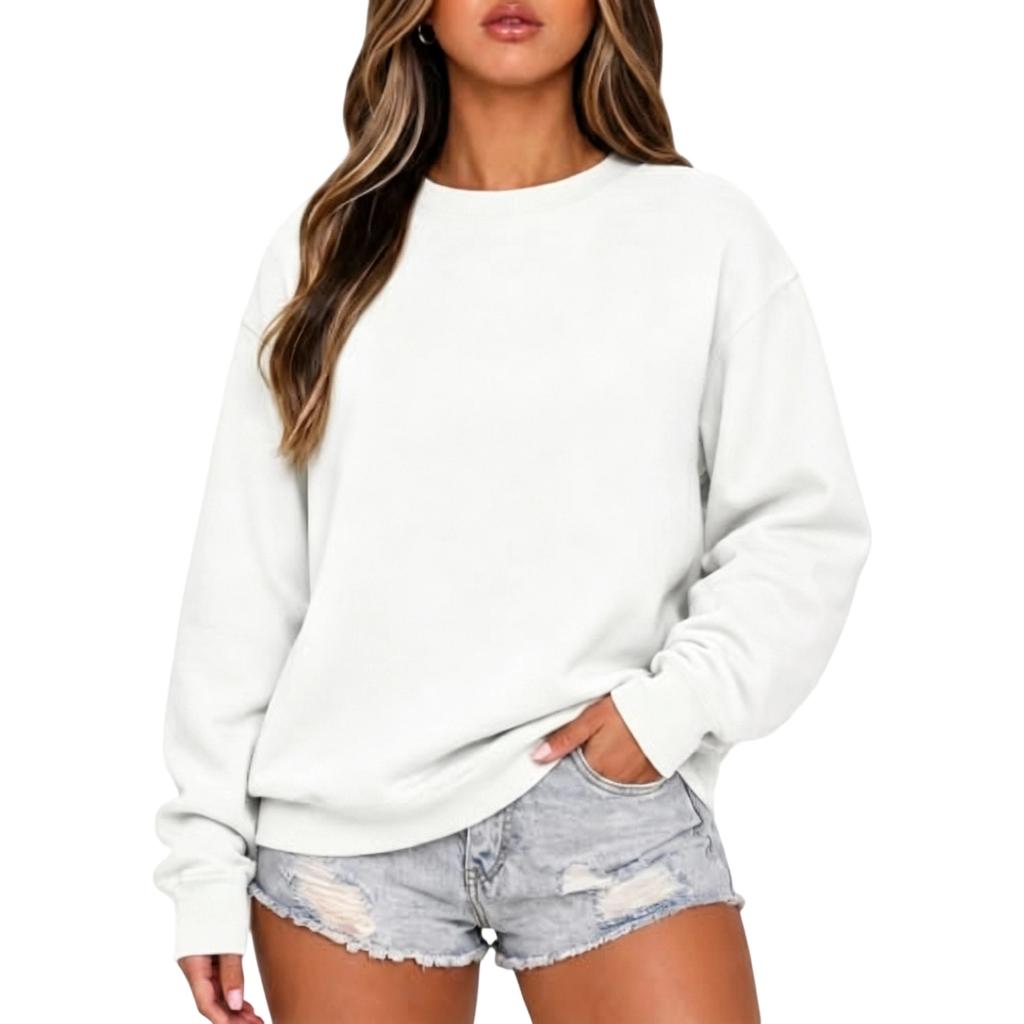 Women's Casual Comfortable Neck Long Sleeve Color Loose Fit Sweatshirt