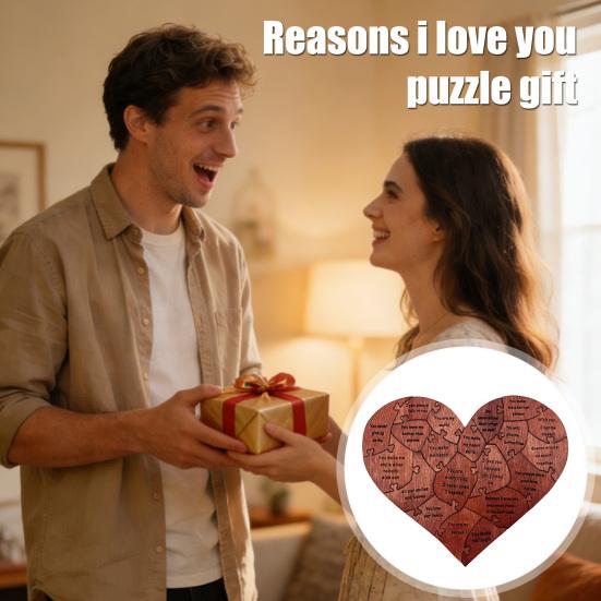 Powody, dla których Cię kocham Prezent dla chłopaka dziewczyny męża żony Romantyczna układanka w kształcie serca w drewnianym pudełku 20 powodów Prezenty dla par na Walentynki