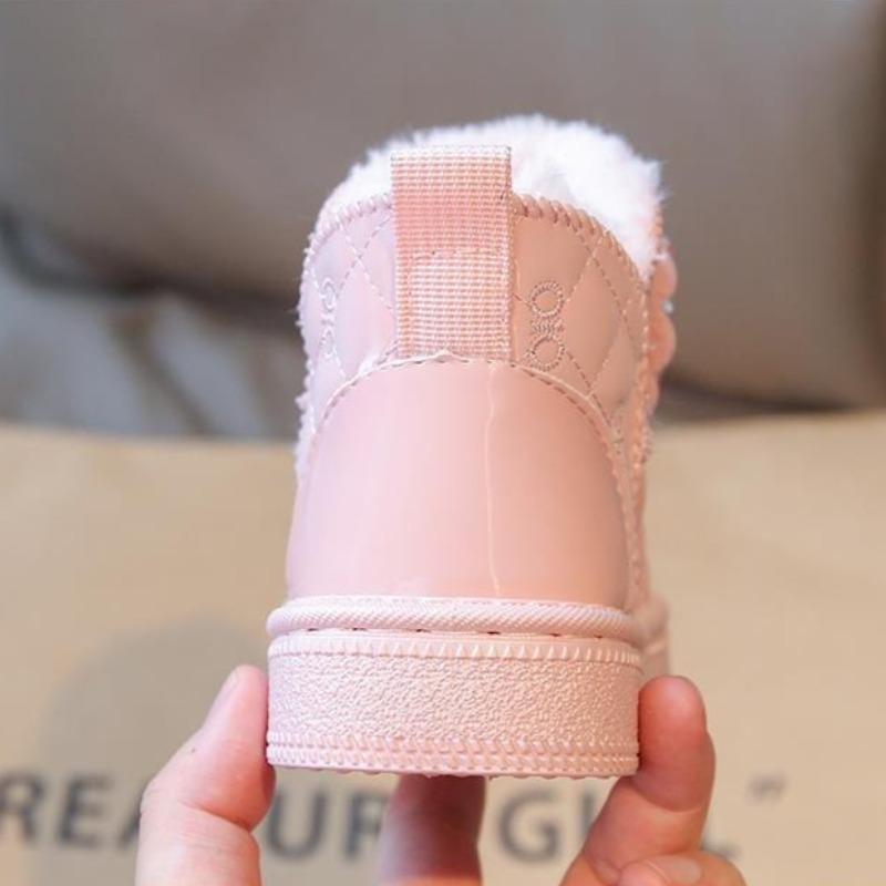 Girls' Warm Princess Snow Boots Winter Fleece-lined and Thickened Cotton Shoes Children's Non-slip Thick-soled Short Boots