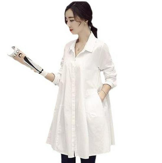 Women's 2025 Spring/Summer Loose-Fit Long Sleeve White Shirt: Trendy Korean Style, Versatile Oversized Design