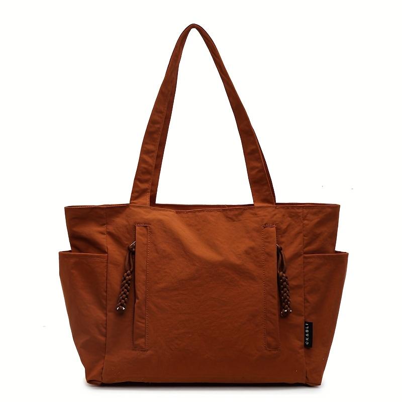 

Легкая сумка-тоут с розовыми кисточками - Повседневная сумка через плечо с несколькими карманами для покупок, поездок на работу и активного отдыха, Сумка для поездок на работу